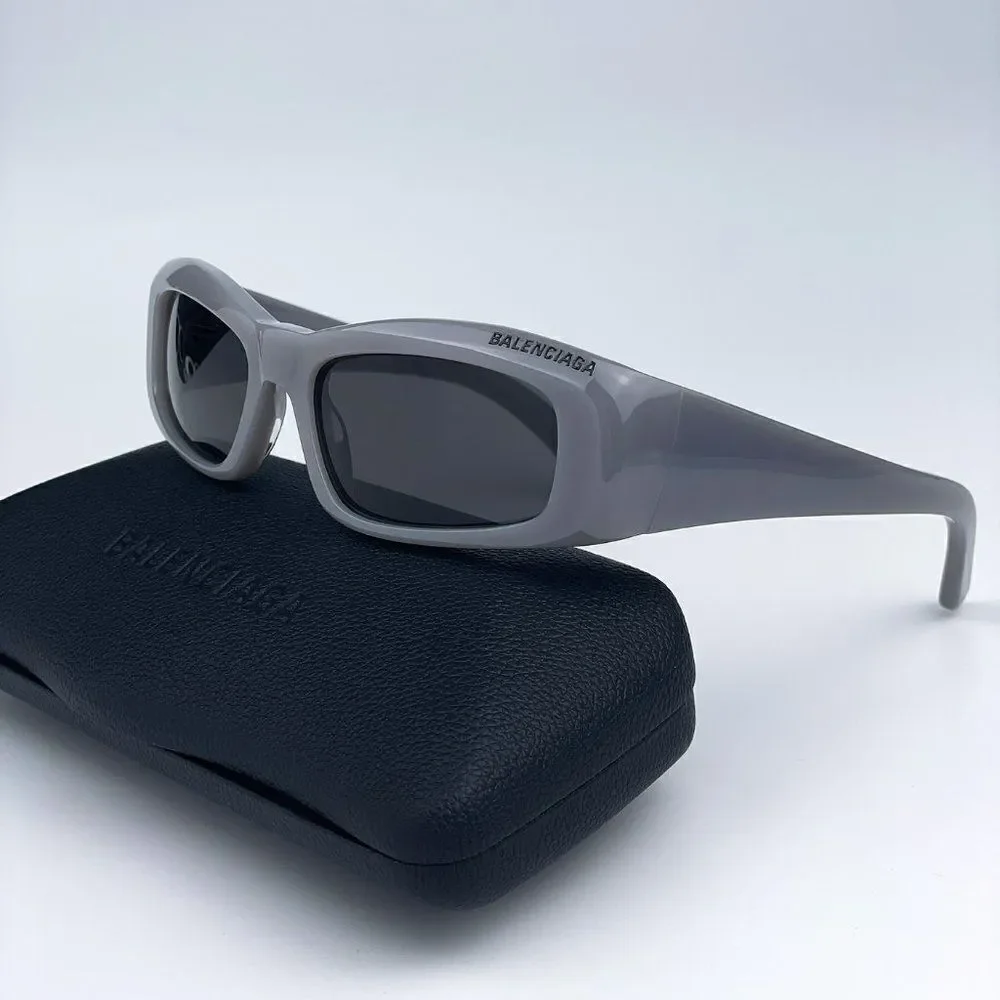 SALE! NEW Balenciaga BB0266S 003 Grey Rectangle Unisex Sunglasses